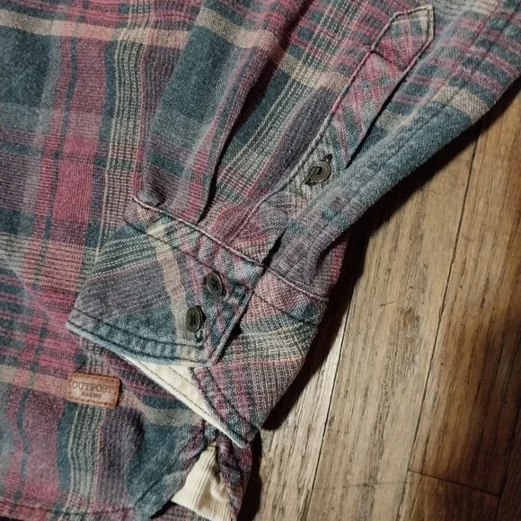 Outpost Men's Plaid Long Sleeve Shirt - Blue and Red - Picture 3 of 4